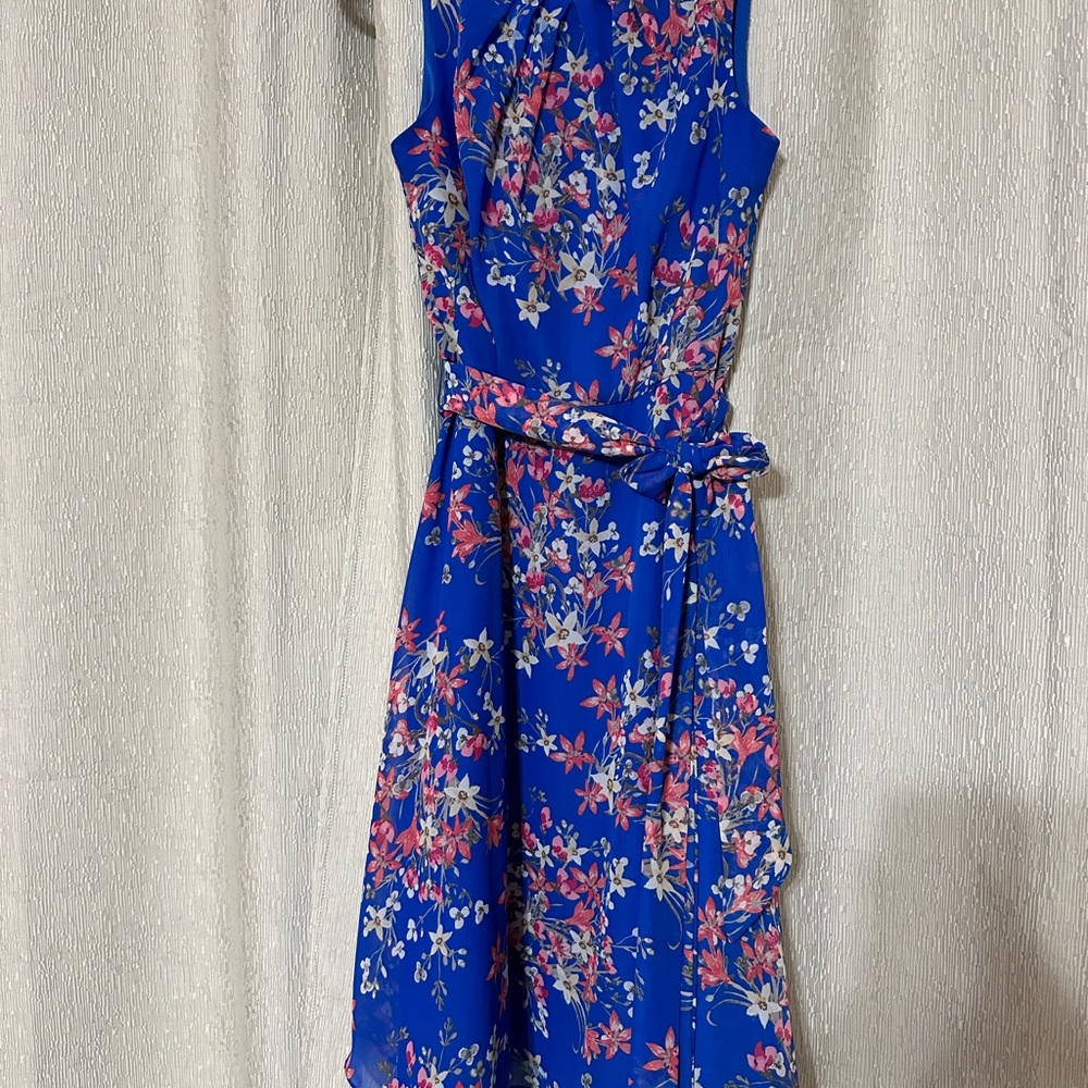Jessica Howard Floral Midi Dress in Blue and Pink